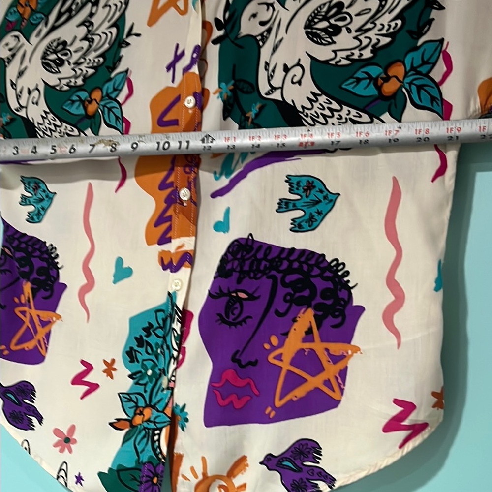 Women’s‎ top Sunburst kiss top women’s XL button up Graphic Print women’s  Shirt - Picture 7 of 13